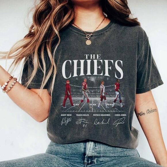 Other - Chiefs Walking Abbey Road Signatures Football Shirt, Kansas City Football